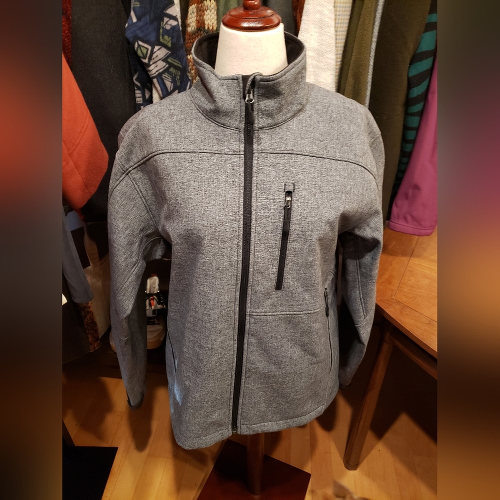 Kirkland Signature Light Grey Zipper Front Fleece Lined Jacket size large
